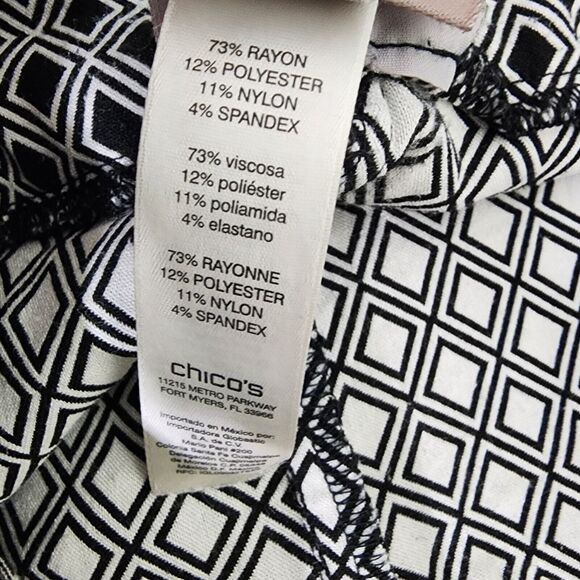 Chicos Fabulously Slimming Ankle Pants Women Size 1 US 8 Pull On Geometric Black - Picture 8 of 12